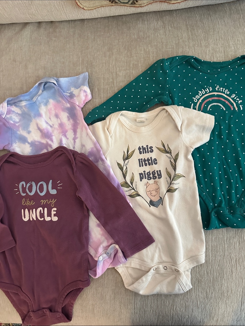 Carter's Kids Bodysuit Set - Teal, Plum, Cream, Pastel Tie-Dye